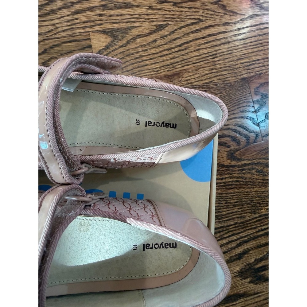 37.Mayoral Girls Blush Pink Patent Leather Quilted Mary Jane Flats Size 30 US 12 - Picture 2 of 6